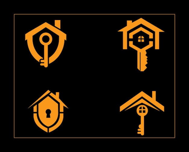 Дизайн логотипа недвижимости с шаблоном ключевого элемента дизайна