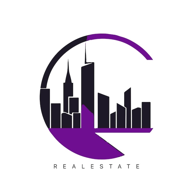Real estate logo design with line art style city building vector abstract for logo design inspiration