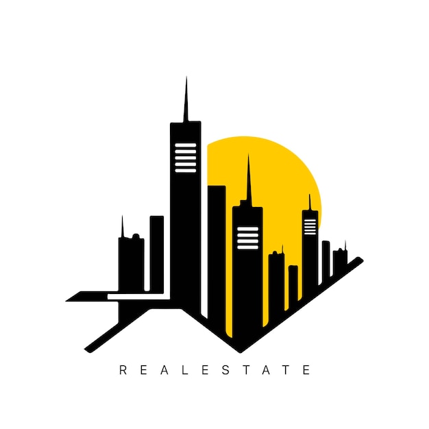 Real estate logo design with line art style City building vector abstract for Logo Design Inspiration