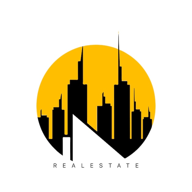 Real estate logo design with line art style City building vector abstract for Logo Design Inspiration