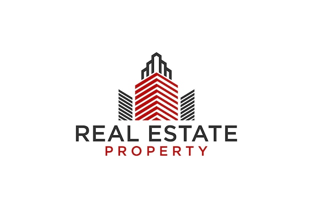 Real estate logo house skyscraper roof window modern simple design silhouette city residence