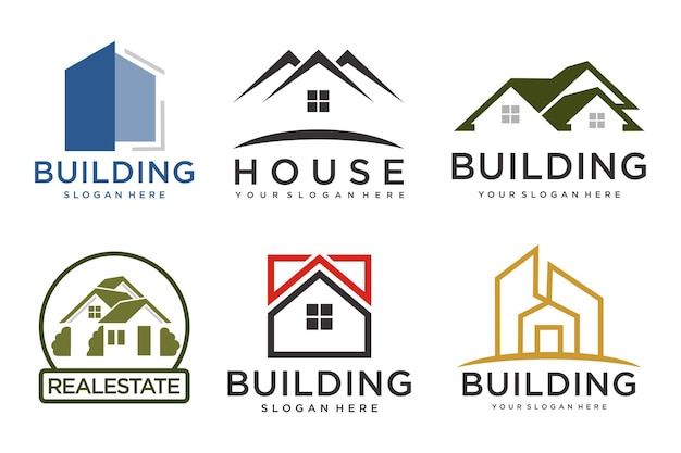 Real Estate Logo huis logo en gebouw logo pictogram set ontwerp sjabloon vectorillustratie