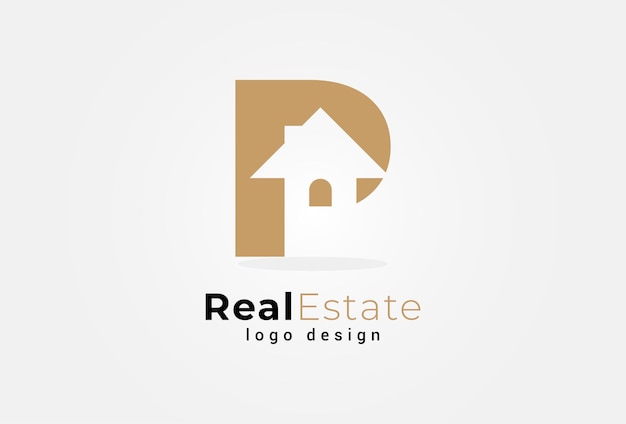 Логотип недвижимости. буква p и домашняя комбинация. подходит для дизайна логотипа приложений для архитектуры