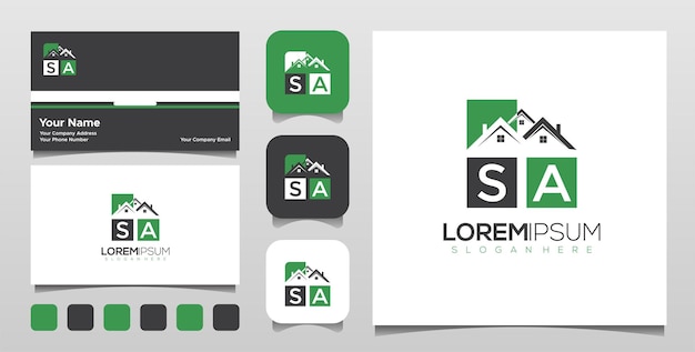 Real estate logo and SA letter business branding template design