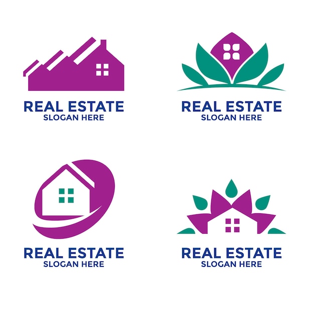 Real estate logo set for business and industrial