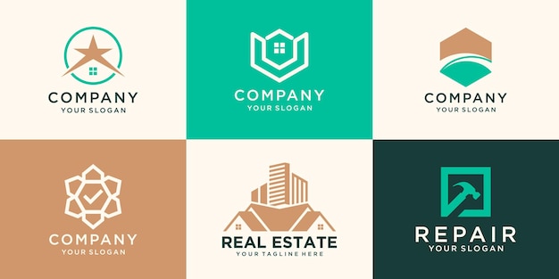 Real Estate Logo Set, Creative House Logo Collection, Abstract Buildings Logo Set.