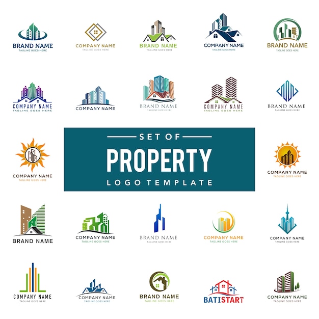 Vector real estate logo set,  creative house logo collection,  abstract buildings logo set