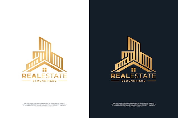 Real estate logo template concept for building architecture house apartment