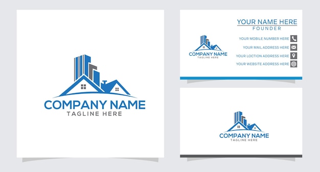 Real estate logo template with business card