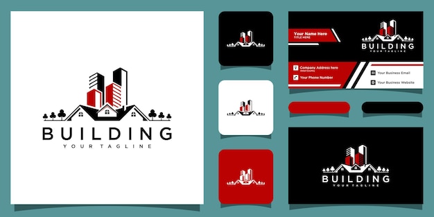 Логотип недвижимости, векторные иконки с дизайном визитной карточки premium векторы