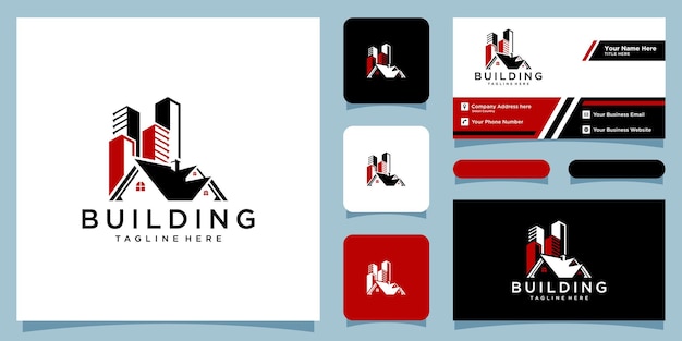 Логотип недвижимости, векторные иконки с дизайном визитной карточки premium векторы