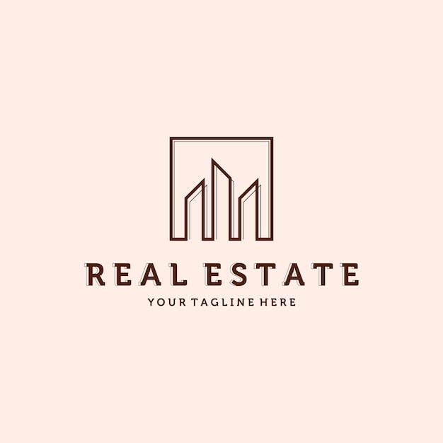 Real Estate Logo Vector Illustration Design Simple Modern Minimalist Apartment or Condominium Line Art Logo Template Design Creative Real Estate or Property Illustration Logo Concept