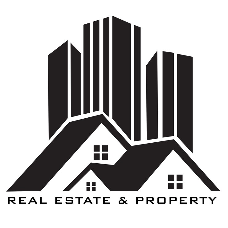 Real estate logo with building high