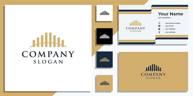Vector real estate logo with geometric shapes  and business card