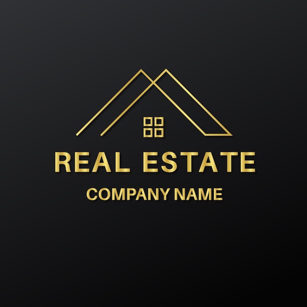 Real estate logo with golden 3d color