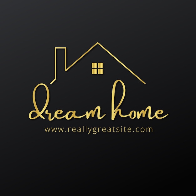 Vector real estate logo with gradient golden color