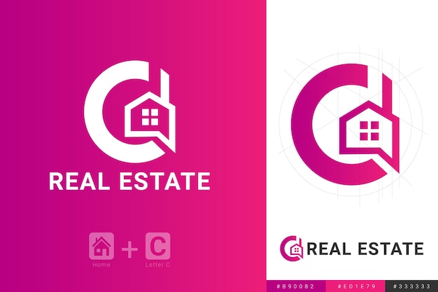 Real estate logo with a house and a house
