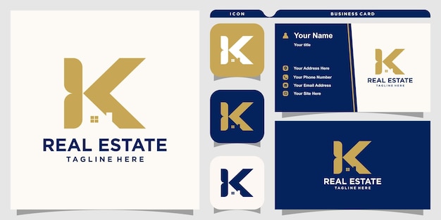 Logo immobiliare con vettore premium di ispirazione per il design della lettera k