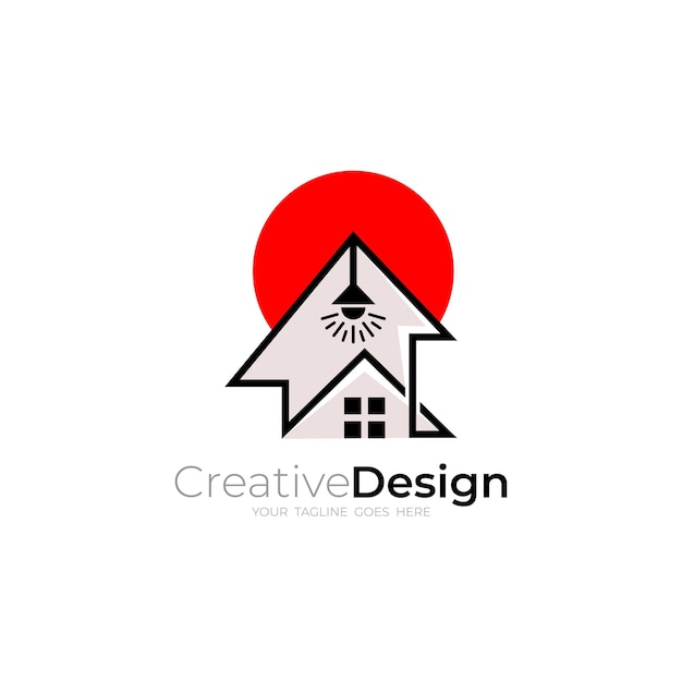 Real estate logo with line design residential design vector