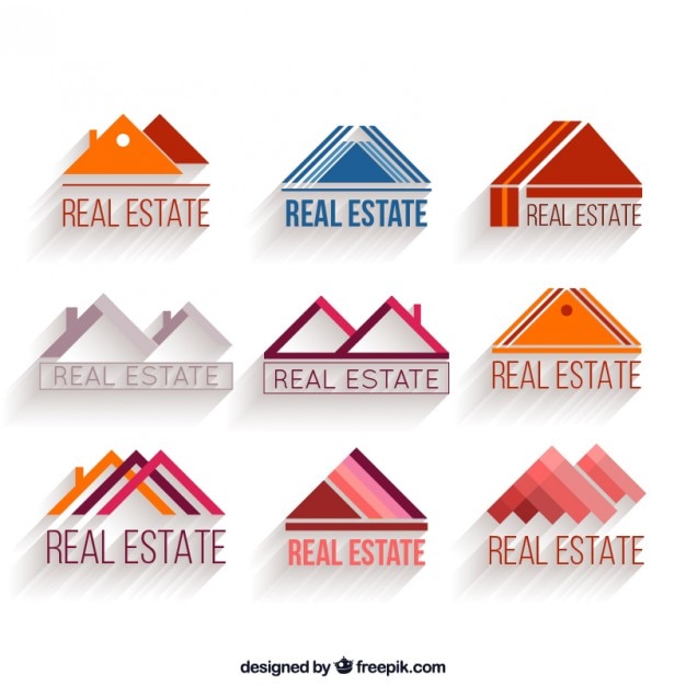 Real estate logos triangle shaped set