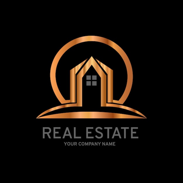 Real estate luxury golden business logo design template