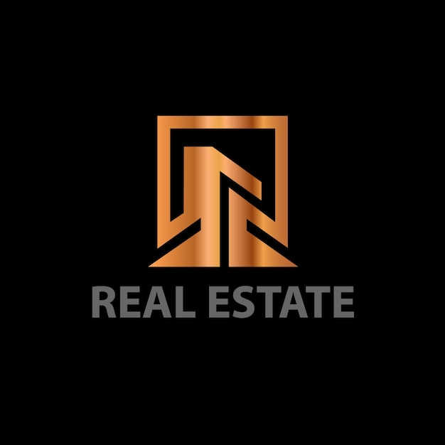 Real estate luxury golden business logo design template
