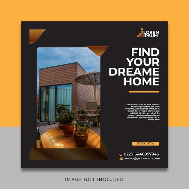 Real estate luxury house property royal sale social media square banner template