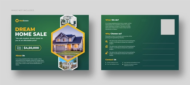 Real estate or marketing agency postcard template