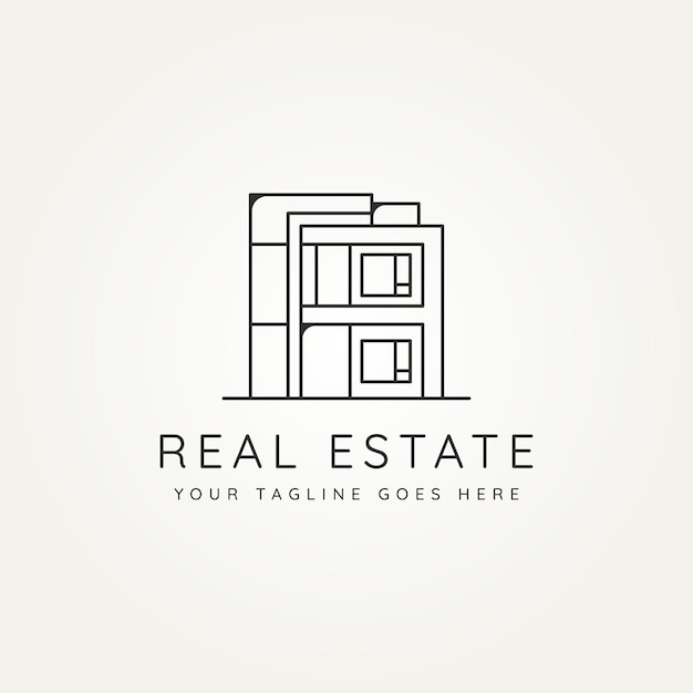 real estate minimalist line art icon logo template vector illustration design