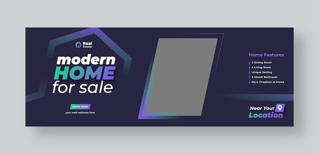 Real estate modern home buy and sale sale social media cover web banner