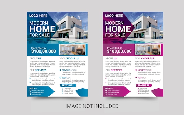 Real estate modern home sale flyer design template
