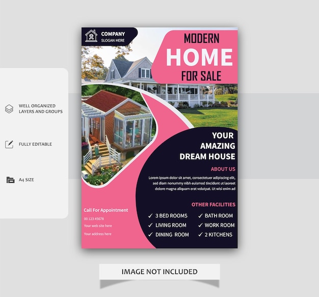 real estate modern home sale flyer or real estate agency flyer template design