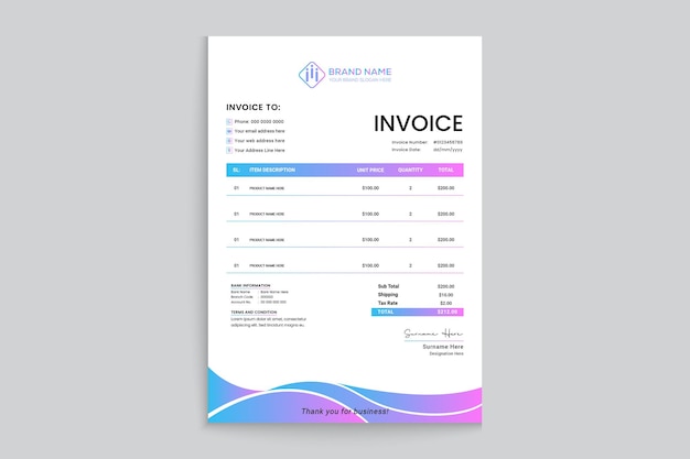 Real estate modern home sale invoice design