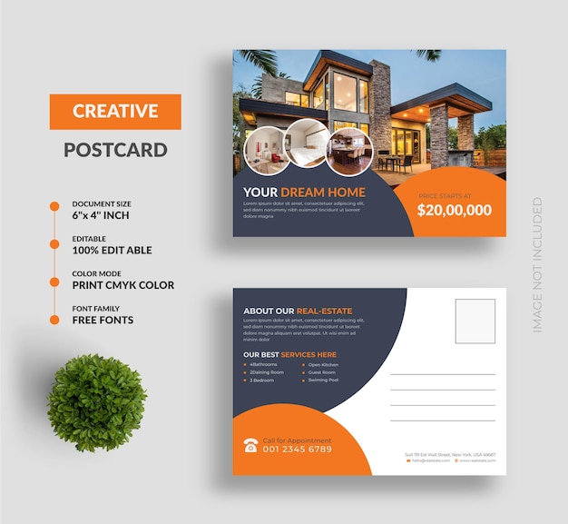 Real Estate Modern Home Sale Post Card Design Template