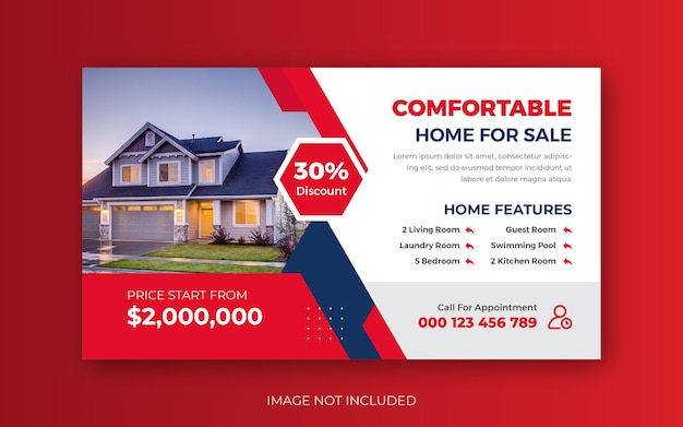 Real estate modern home sale you tube thumbnail or web banner template design