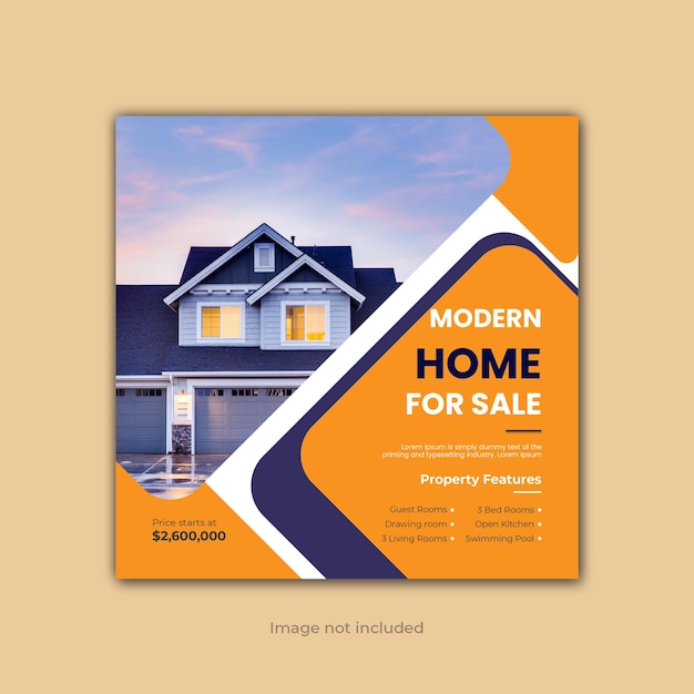 Real estate modern home sell social media instagram post template