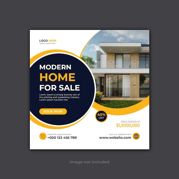 Vector real estate modern home sell social media post and web banner template