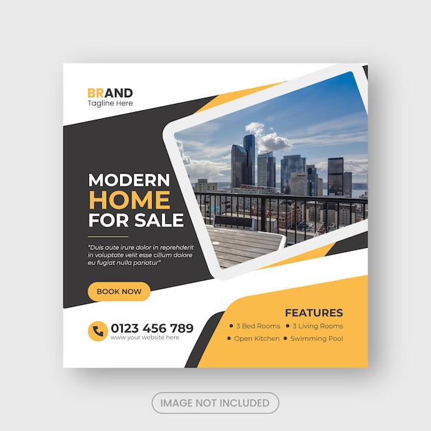 Real estate Modern house property Instagram post or social media banner template
premium vector