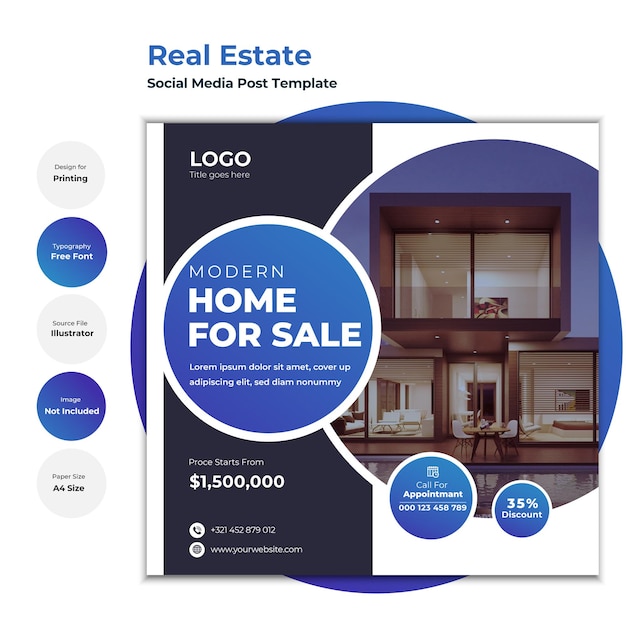 Real estate modern social media post design