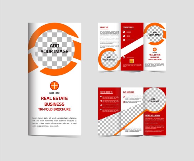 Vector real estate modern tri fold design brochure template