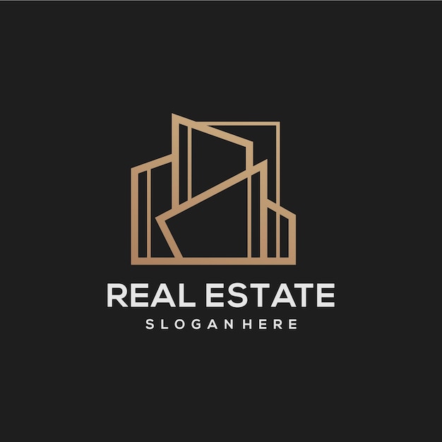 Real estate monoline luxurious logo design