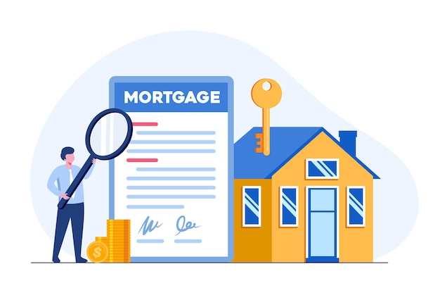 Vector real estate mortgage agreement, home developer, property concept, flat illustration vector