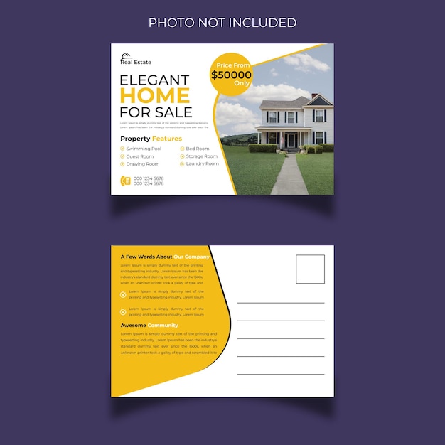 Vector real estate post card template