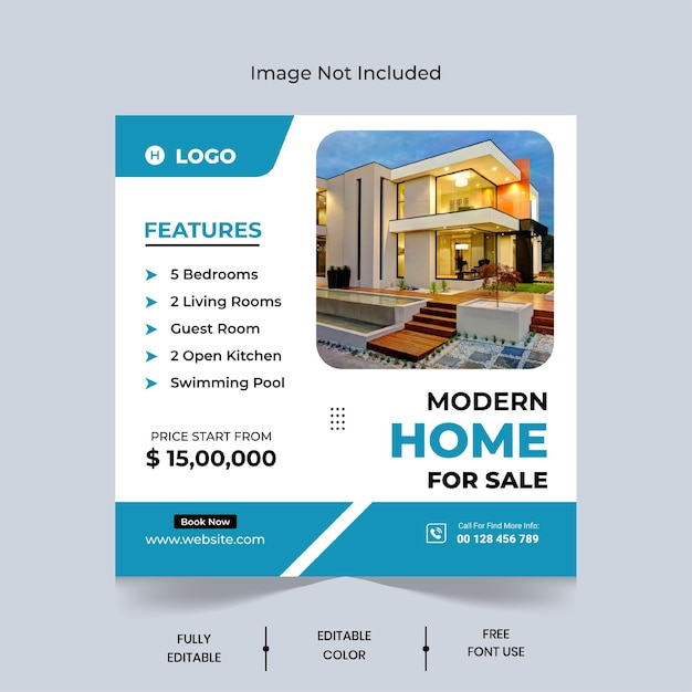 Real Estate post designReal estate house social media post or square banner template