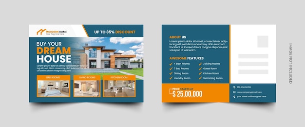 Vector real estate postcard design templates