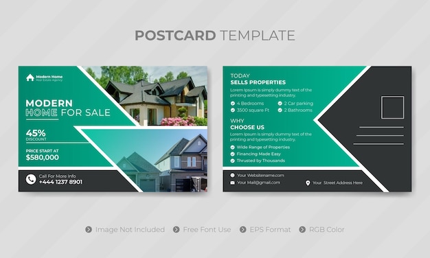 부동산 엽서 템플릿 또는 소셜 미디어 디자인