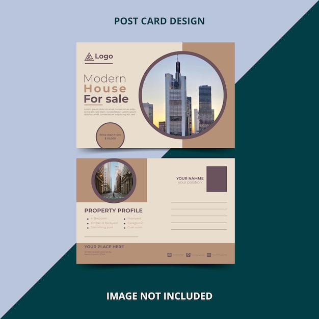 Real Estate Postcard Vector Template Modern and Elegant Postcard Template For Home Sale