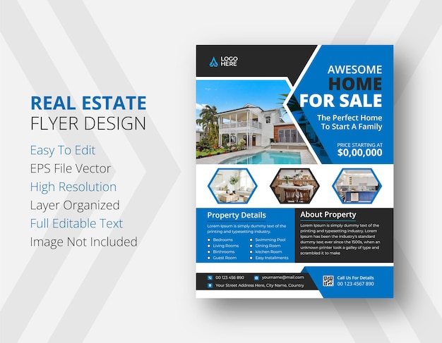 Vector real estate promotion business flyer design  template