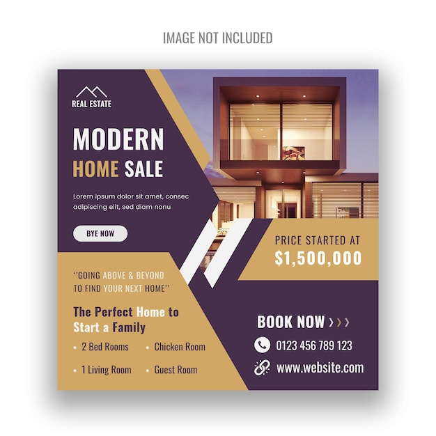 Real estate promotion social media post and web banner template