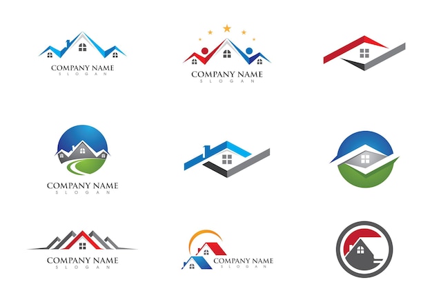 부동산, 부동산 및 건설 사업 로고 디자인 기업 기호입니다. 벡터 로고